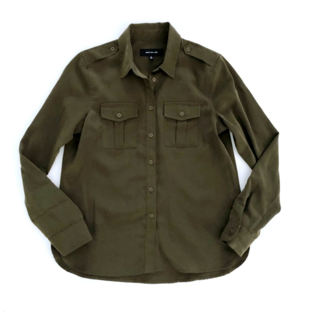 JONES NEW YORK Women's Army Green Shirt Top S